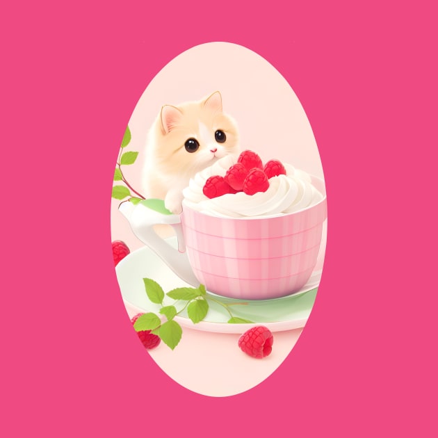 Cat Eating Raspberry mousse by Charmycraft