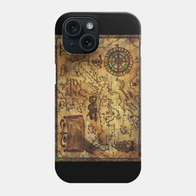 Old Nautical Map 8 (Fantasy). Phone Case by Mystic Arts