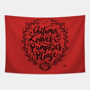 Autumn Leaves and Pumpkins Please Tapestry