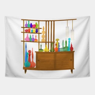 Mid century shelf with colored glass Tapestry