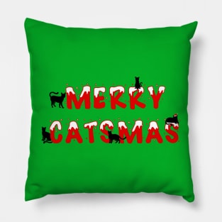 cats on text merry catsmas Pillow