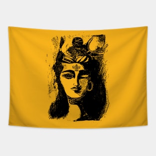 Shiva Potrait Charcoal Tapestry