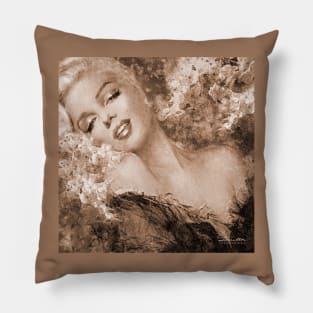 Marilyn Cherry Blossoms Sepia Pillow