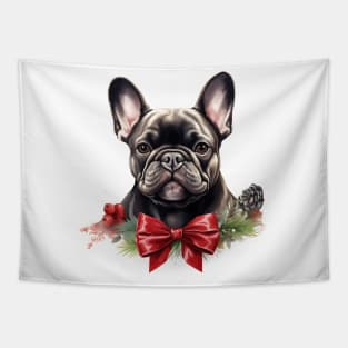 Christmas French Bulldog Wreath Tapestry