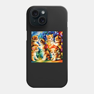 Colorful Puppies and Kitten Playing Phone Case