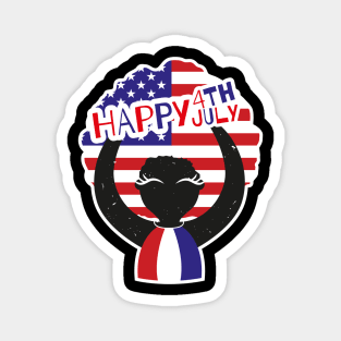 Happy 4th of July, Afro girl t-shirt Magnet