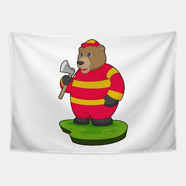 Bear Firefighter Axe Tapestry by Markus Schnabel