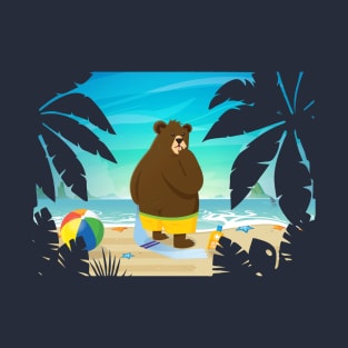 Dalston Bear on the Beach T-Shirt