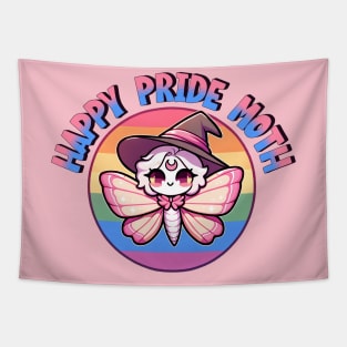 Happy Pride Moth Pun LGBTQ Cute Kawaii Witch Animal Tapestry