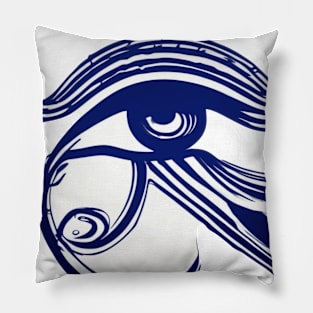 Eye of Horus Royal Blue Shadow Silhouette Anime Style Collection No. 226 Pillow