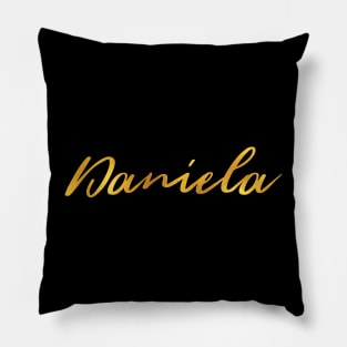 Daniela Name Hand Lettering in Faux Gold Letters Pillow