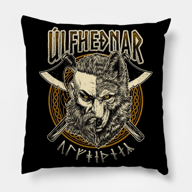 Viking Wolf Ulfhednar Norse Pagan Warrior Ulfhedinn Pillow by Blue Pagan