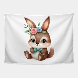 Rabbit with flowers on his head Tapestry