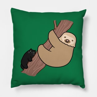 Black Cat and Two Toed Sloth Pillow