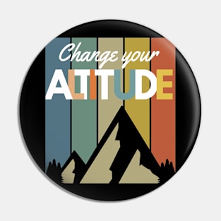 Change your Altitude Mountain Hiking Climbing Camping Retro Vintage Sunset Pin