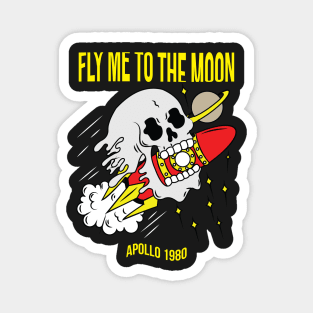 Fly me to the moon, skull Magnet