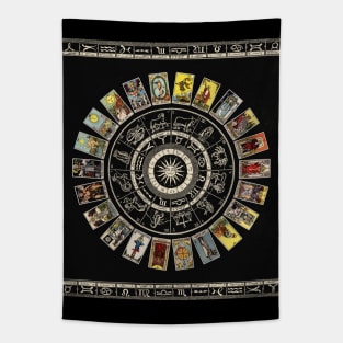 Astrology Wheel & Tarot Tapestry Tapestry