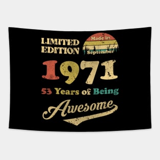 Made In September 1971 53 Years Of Being Awesome Vintage 53rd Birthday Tapestry