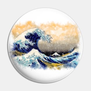 ✪ The Great Wave Off Kanagawa ✪ Retouched Watercolor Fan Art Historic Japanese Masterpiece Pin