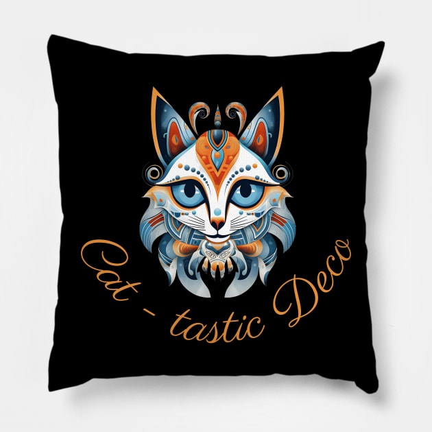 Cat Artworks Cat Art Deco Cat tastic deco Pillow by InkTrendy