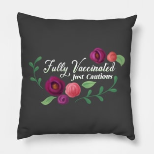 Fully Vaccinated - Purple Flowers Pillow