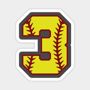 Jersey Number 3 Fastpitch Softball Mom or Dad Sports design Magnet