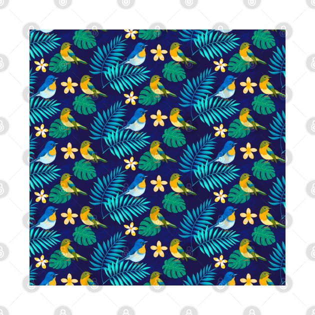 Tropical pattern with birds by CalliLetters