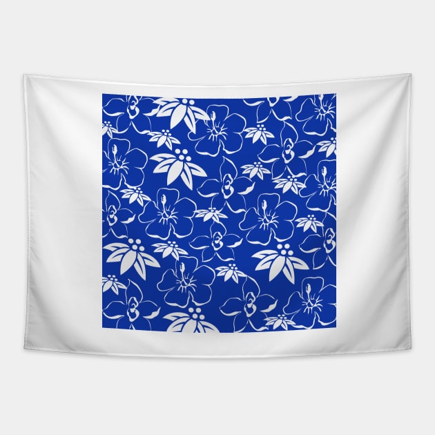 Blue and White Toile Pattern Tapestry by Overthetopsm