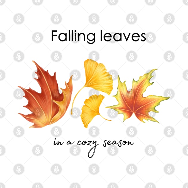 Falling Leaves in a cozy season, fall, autumn, winter, maple by Kate Dubey