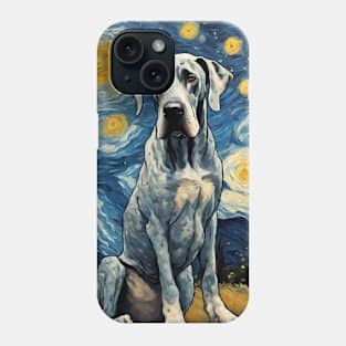 Great Dane Dog Breed Painting in a Van Gogh Starry Night Art Style Phone Case