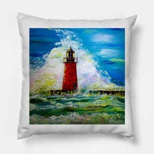 Red lighthouse Pillow