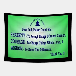 "The Serenity Prayer - Wall Art with Scattering Green Background Tapestry