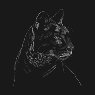 "Mountain Lion Profile" Jamie's Hand-Drawn Cat Collection T-Shirt