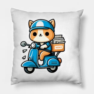 cat on a vespa Pillow