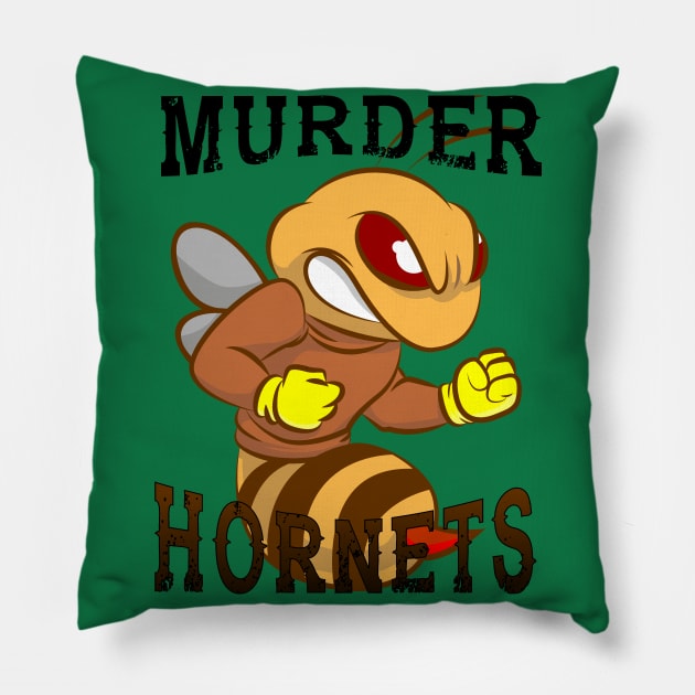 Murder Hornets Pillow by Indiecate