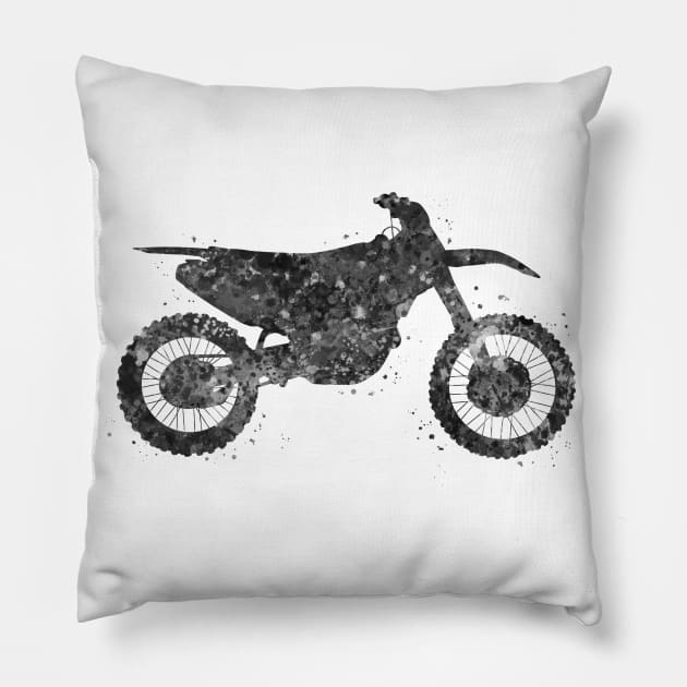 Motocross black and white Pillow by Yahya Art