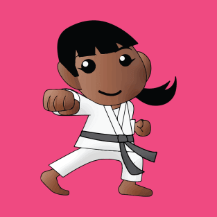 Karate Girl Punch Kawaii Cute Anime Cartoon Character T-Shirt