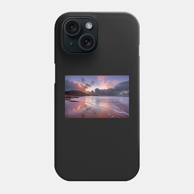 Caswell Bay Sunrise on Gower, Wales Phone Case by dasantillo