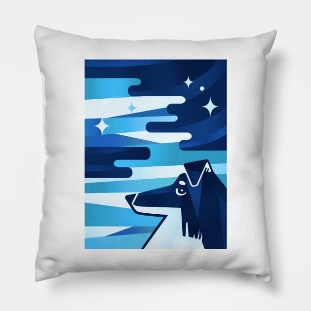 Dog and stars Pillow by patatechantilly