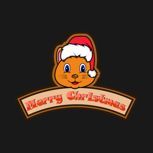 Sticker and Label Of  Cat Character Design and Merry Christmas Text. by tedykurniawan12