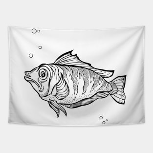 Dlack and white perch drawing Tapestry