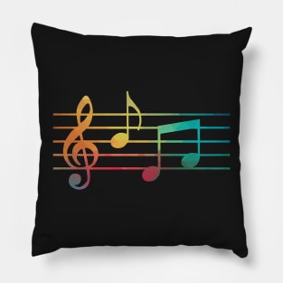 Rainbow color musical notes silhouette Pillow