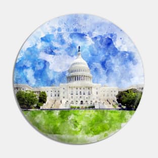 United States Capitol in Washington DC Watercolor - 01 Pin