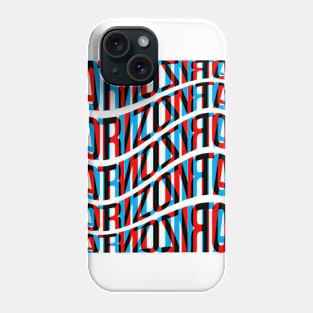 Horizontal Waves Typography (Cyan Red Black) Phone Case