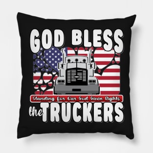 GOD BLESS THE TRUCKERS FREEDOM CONVOY - USA TRUCKERS FOR FREEDOM CONVOY USA FLAG - FREEDOM CONVOY 2022 -FLAG Pillow