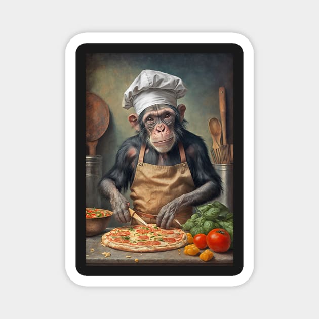 Chimpanzee Pizza Chef Card Magnet by candiscamera