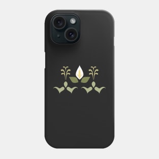 Peace Lily Pattern Simple Graphic Design on Pale Green Phone Case