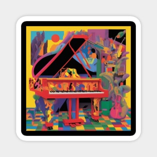 A Colorful Scene With A Grand Piano Magnet