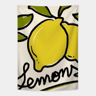 Yellow Lemons Kitchen Fruits Tapestry