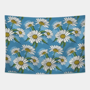 Hand Drawn Daisy Spring Flower Pattern Tapestry